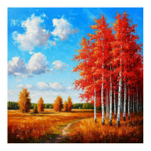 赤い木と優しい秋の鮮やかな風景