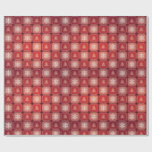 赤い木と雪のパッチワーククリスマス ラッピングペーパー (フラット)