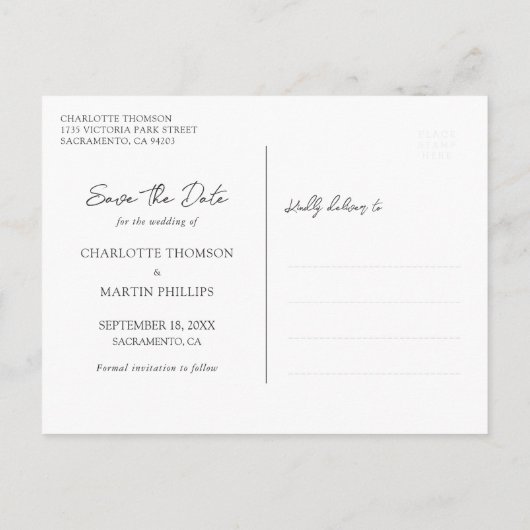 赤い木のひまわり結婚式の日付を保存 案内ポストカード (裏面)