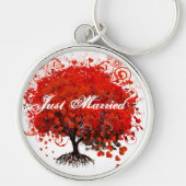 赤い木のウェディングキーチェーン キーホルダー (正面)