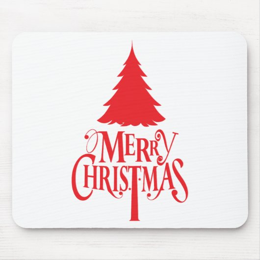 赤い木のクリスマスデザイン マウスパッド (正面)