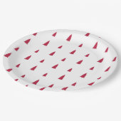 赤い木のシンプルなモダンなクリスマス ペーパープレート (アングル)