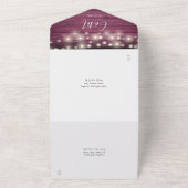 赤い木のストリングライト メイソンジャー フォト ウェディング オールインワン招待状 (外側)