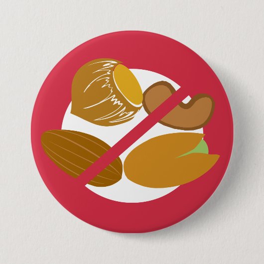 赤い木のナットの自由なナットのアレルギーの子供 缶バッジ (正面)