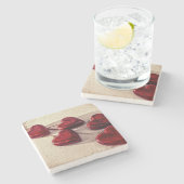 赤い木のハート5本が絡み合う ストーンコースター (横)