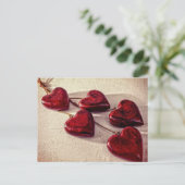 赤い木のハート5本が絡み合う ポストカード (スタンド正面)