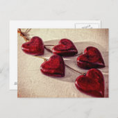 赤い木のハート5本が絡み合う ポストカード (正面/裏面)