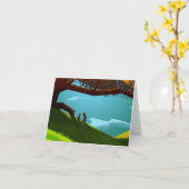 赤い木のメッセージカード カード (黄色い花)