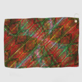 赤い木の板と青い緑の線とジグザグ？ ゴルフタオル (横)