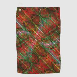 赤い木の板と青い緑の線とジグザグ？ ゴルフタオル