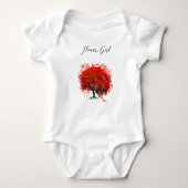 赤い木の花嫁介添人パーティTシャツ ベビーボディスーツ (正面)