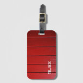 赤い木材の水平パターン ラゲッジタグ (正面縦)