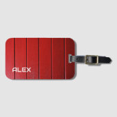 赤い木材の水平パターン ラゲッジタグ (正面横)