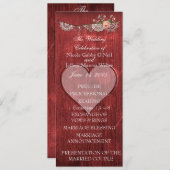 赤い木製のハートの素朴な結婚式プログラム プログラム (正面/裏面)