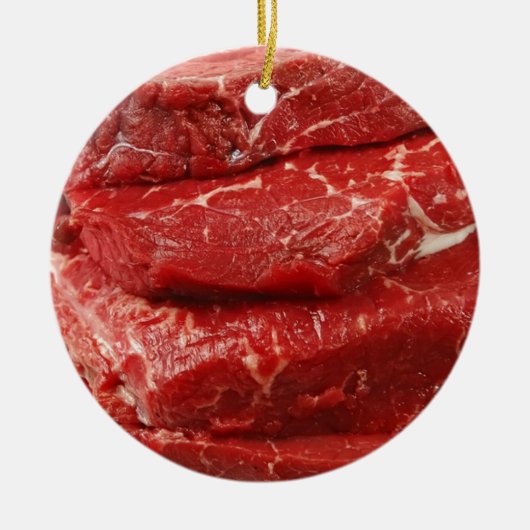 赤い未加工肉 セラミックオーナメント (正面)