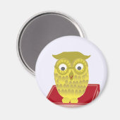 赤い本のフクロウ マグネット (正面/裏面)