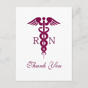 赤い杖の看護師卒業お礼 ポストカード