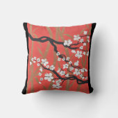赤い東洋の桜の/Goldenのタケの枕 クッション (裏面)