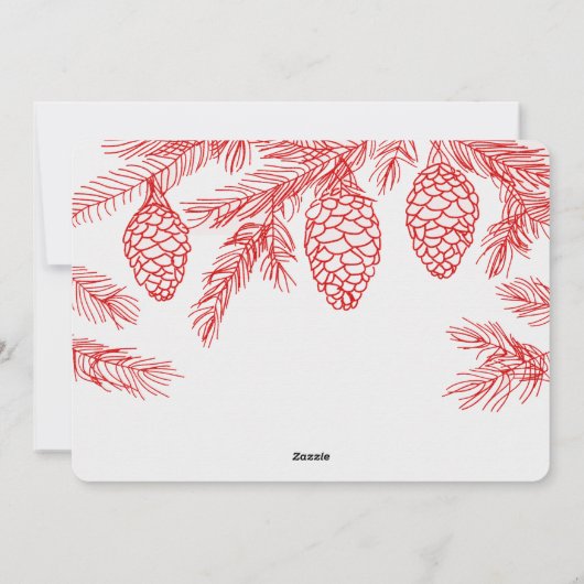 赤い松のクリスマスジョイフォトと シーズンカード (裏面)