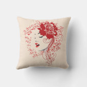 赤い枕の女性 クッション (裏面)