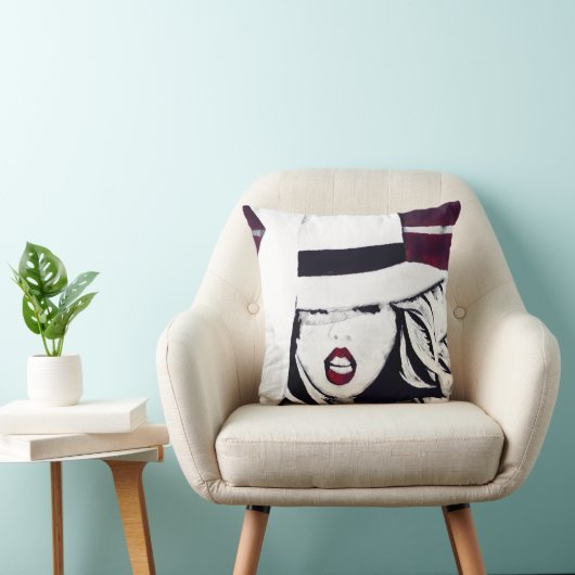 赤い枕の女性 クッション (椅子)