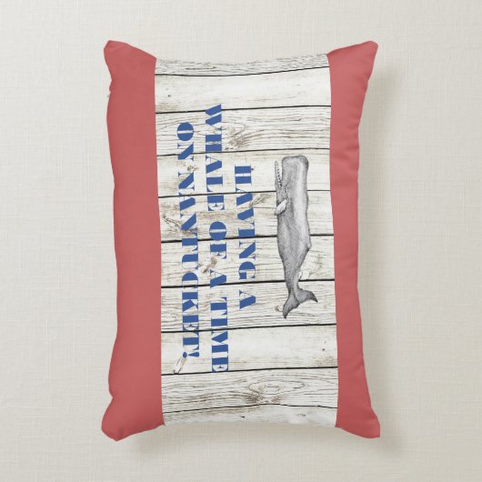 赤い枕の時間のNantucketのクジラ アクセントクッション (正面(垂直))