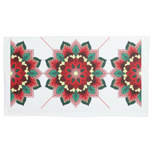 赤い枕カバーのマンダラパターン02 枕カバー (正面)