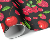 赤い果実が模様に鮮やか喜ぶ ラッピングペーパー (ロールコーナー)