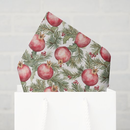 赤い果実ざくろのクリスマス 薄葉紙 (ギフトバッグ)
