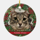 赤い果実とクリスマスグリーン2フォトペット セラミックオーナメント (裏面)