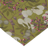 赤い果実とコインフラワーパターン ロングテーブルランナー (コーナー)