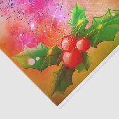赤い果実とホリーの枝の夢のようなクリスマス 薄葉紙 (詳細)