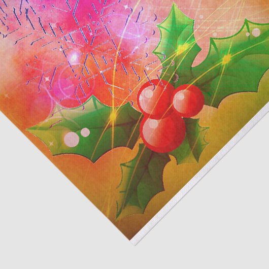 赤い果実とホリーの枝の夢のようなクリスマス 薄葉紙 (詳細)