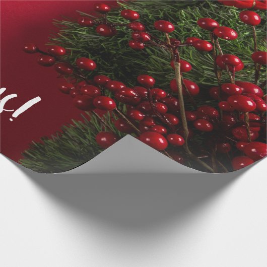 赤い果実とミスタントー、クリスマス ラッピングペーパー (角)