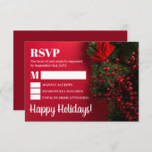 赤い果実とミスタントー、クリスマスRSVP 出欠カード (正面/裏面)