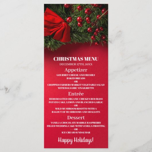 赤い果実とヤドリギ、クリスマスメニュー メニュー (正面)