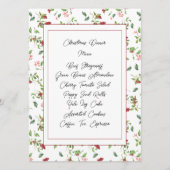 赤い果実と冬の葉のホリデーメニューカード メニュー (正面)