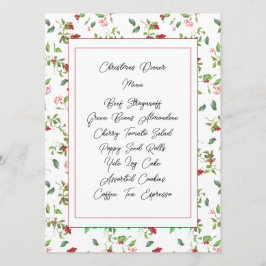 赤い果実と冬の葉のホリデーメニューカード メニュー