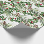 赤い果実と松の葉ピネコン ラッピングペーパー (角)
