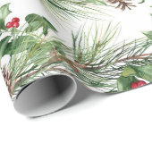 赤い果実と松の葉ピネコン ラッピングペーパー (ロールコーナー)