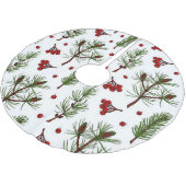 赤い果実と松 ブラッシュドポリエステルツリースカート (アングル)