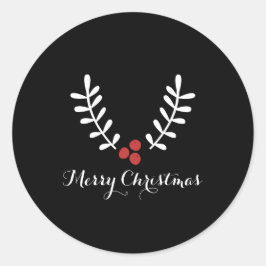 赤い果実と白い葉クリスマス任意の色 ラウンドシール