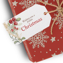 赤い果実と緑のクリスマスエレガント ギフトタグ