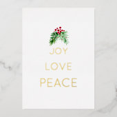 赤い果実と緑の水の色の金ゴールド 箔シーズンカード (正面)