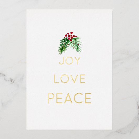 赤い果実と緑の水の色の金ゴールド 箔シーズンカード (正面)