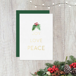 赤い果実と緑の水の色の金ゴールド 箔シーズンカード