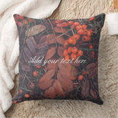 赤い果実と茶色の紅葉 クッション (ブランケット)