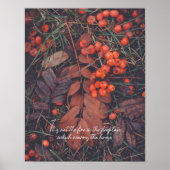 赤い果実と茶色の紅葉 ポスター (正面)