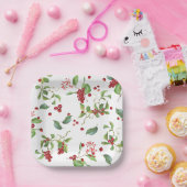 赤い果実と葉クリスマス紙プレート ペーパープレート (パーティー)