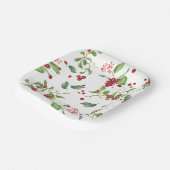 赤い果実と葉クリスマス紙プレート ペーパープレート (傾斜あり)